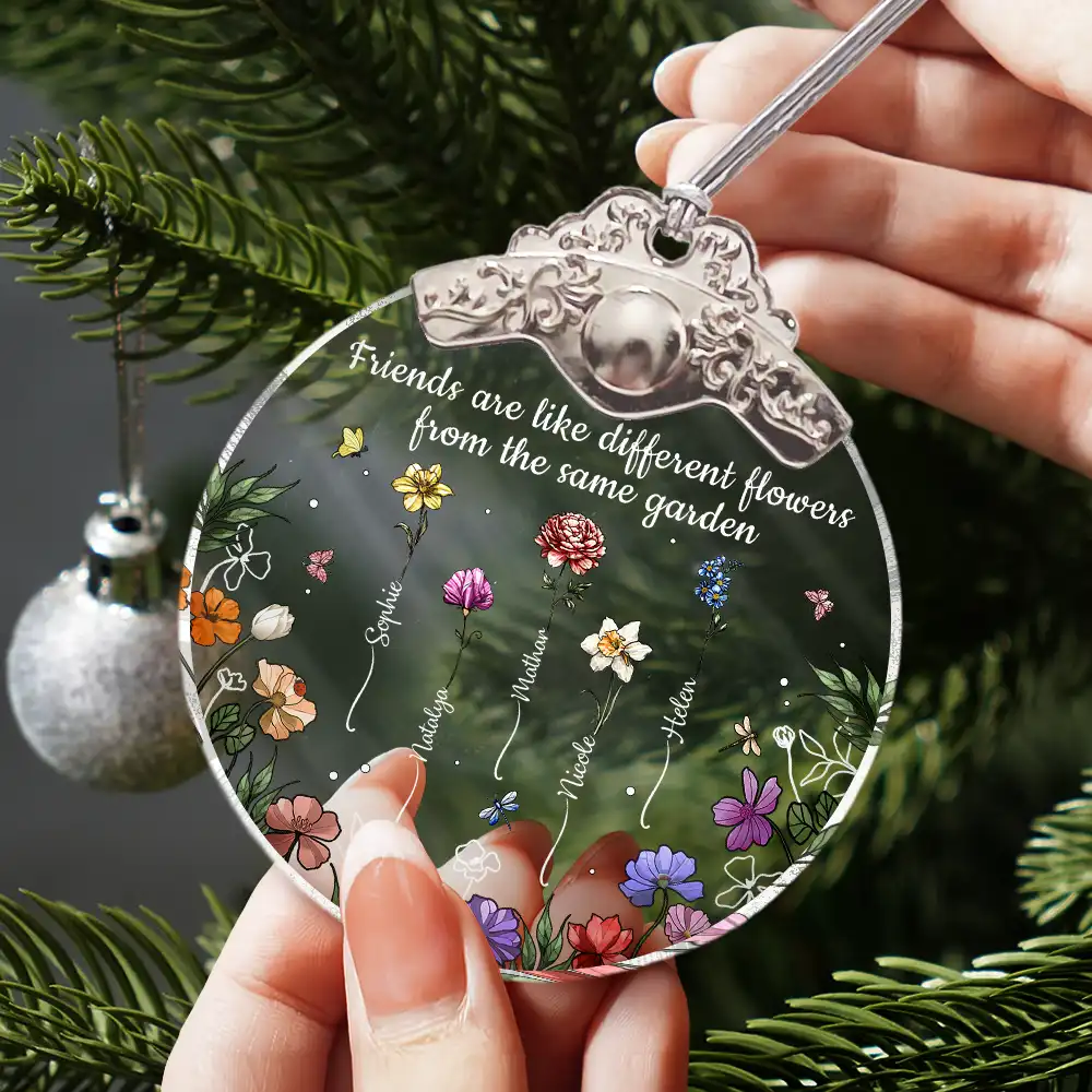 Sisters Are Different Flowers From The Same Garden - Personalized Glass Ornament With Silver Cap - Image 3