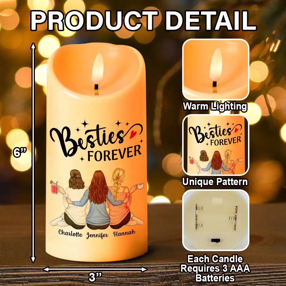 Sisters Are Like Stars They're Always There - Personalized Flameless LED Candle - Image 5