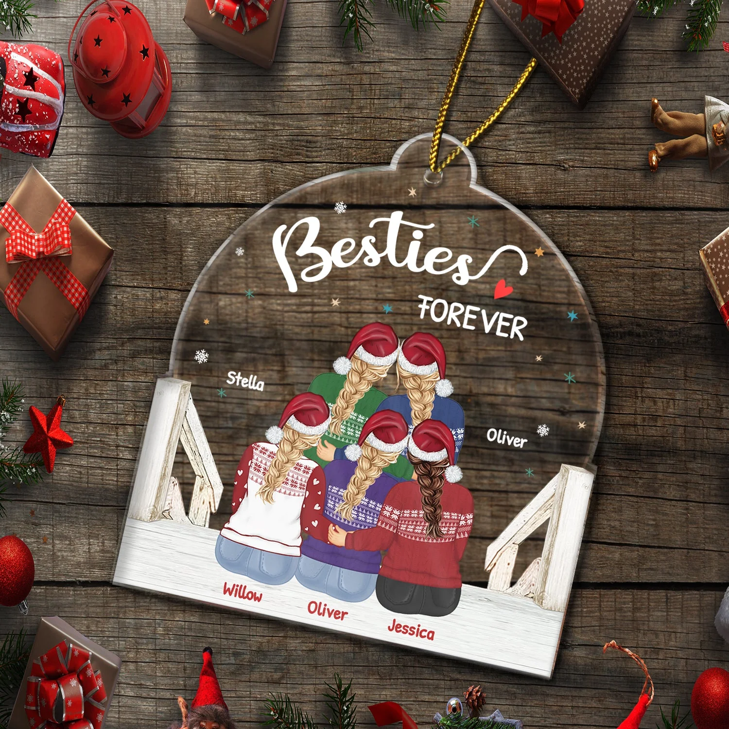 Sisters Besties Forever - Gift For Sisters And Best Friends - Personalized Custom Shaped Acrylic Ornament - Image 5