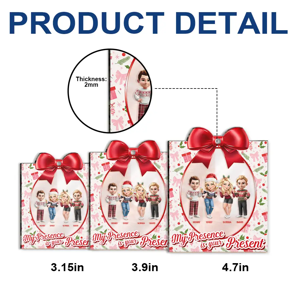 Sisters Besties My Presence Is Your Present - Personalized Custom Shaped Mirror Ornament - Image 6