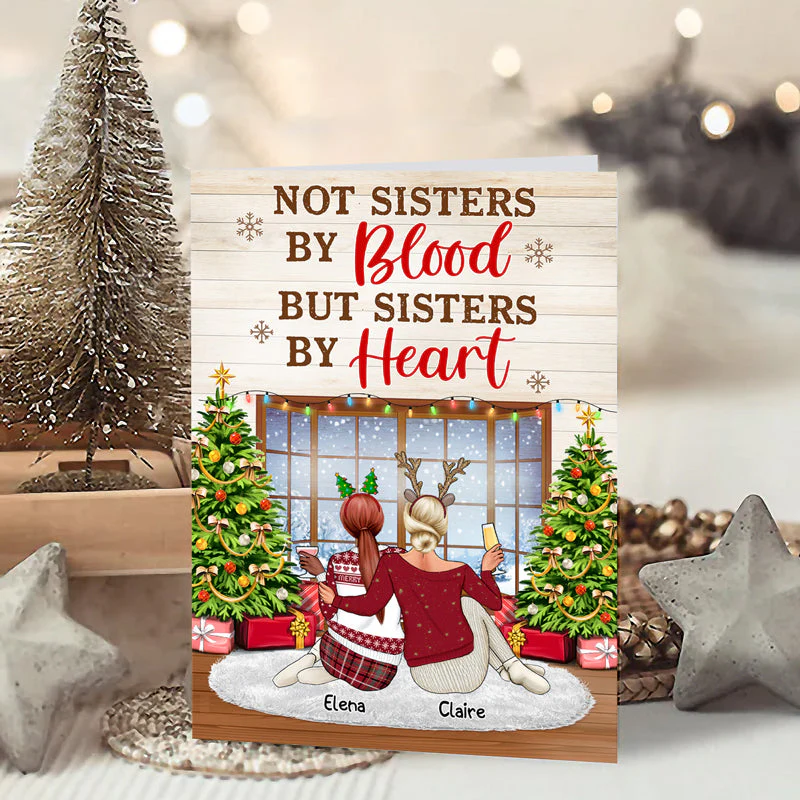 Sisters & Brothers Will Always Be Connected By Heart - Christmas Gift For Siblings And Best Friends - Personalized Custom Folded Greeting Card - Image 5