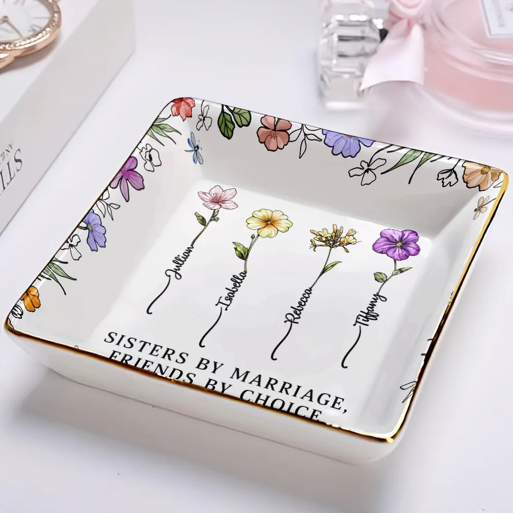 Sisters By Marriage Friends By Choice - Personalized Ring Dish - Image 2