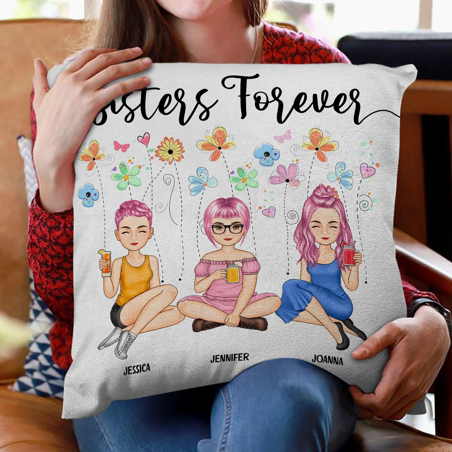 Sisters Forever - Gift For Sisters And Best Friends - Personalized Pillow - Image 2
