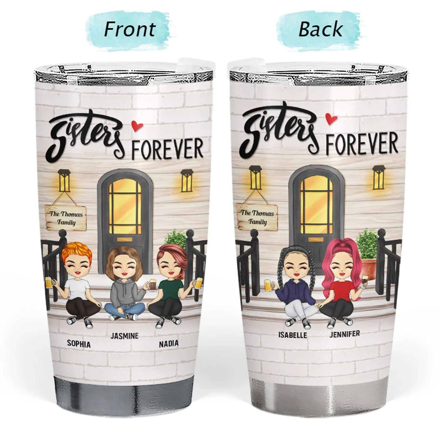Sisters Forever - Gift For Sisters, Besties - Personalized Custom Tumbler - Image 3