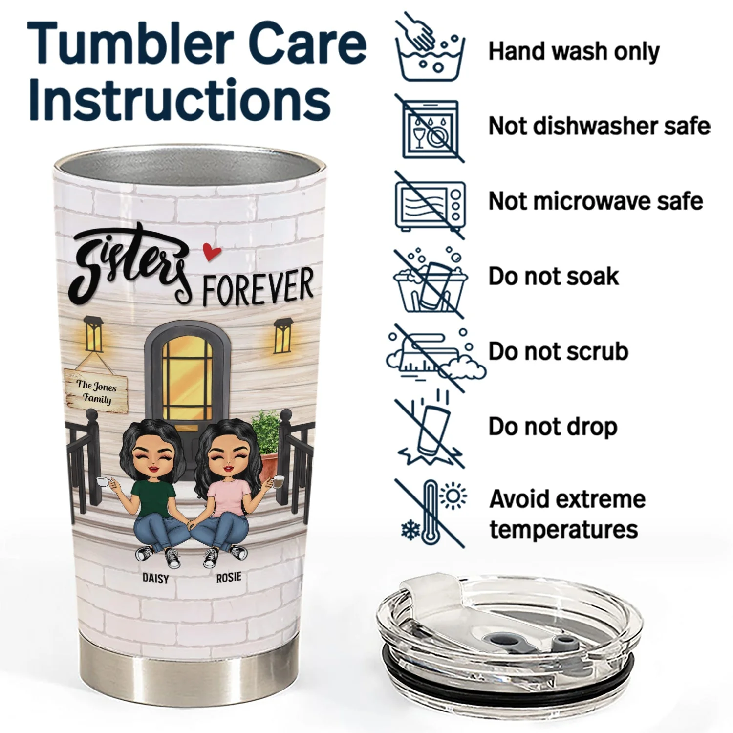 Sisters Forever - Gift For Sisters, Besties - Personalized Custom Tumbler - Image 5