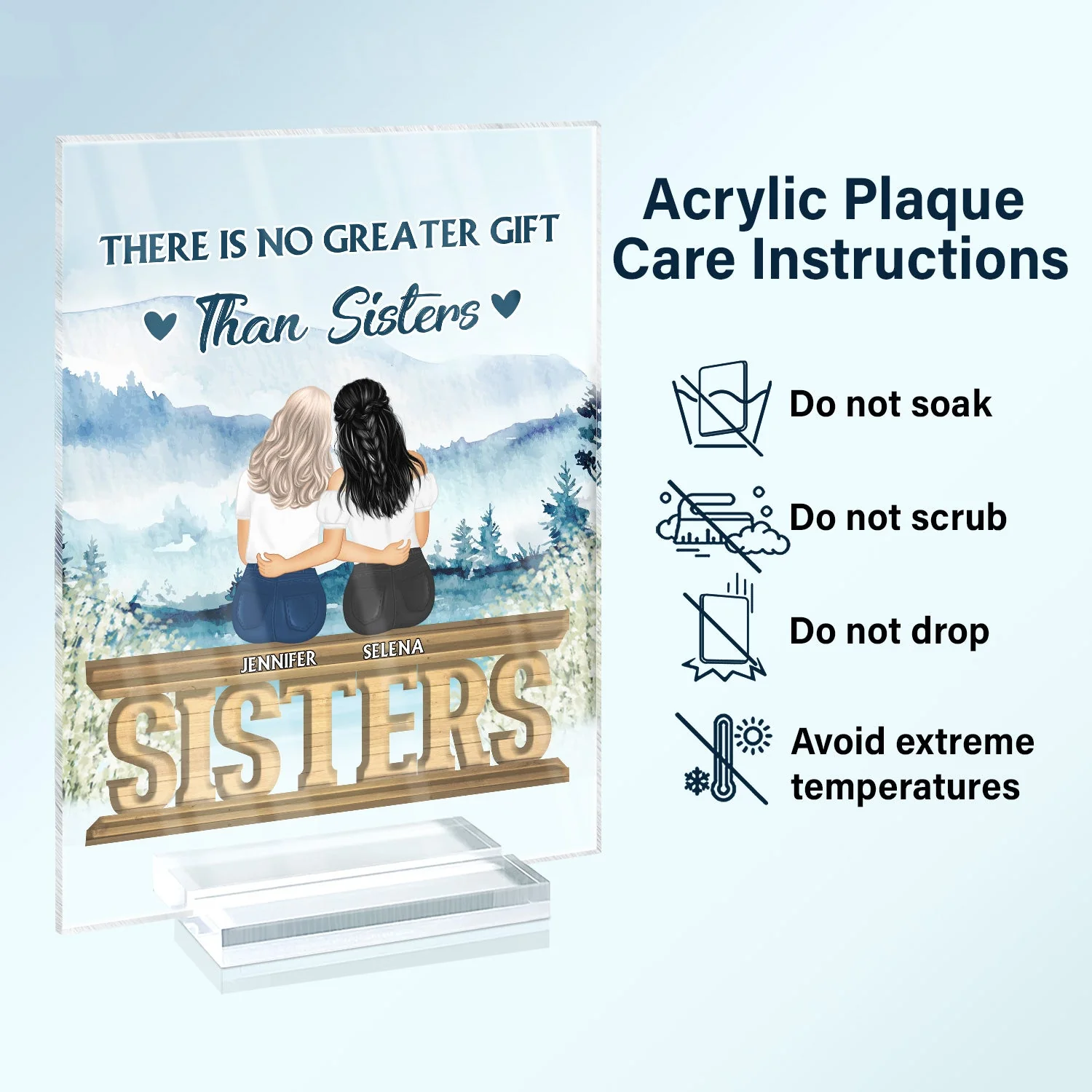 Sisters Forever Never Apart - Gift For Sisters And Best Friends - Personalized Custom Vertical Rectangle Acrylic Plaque - Image 6