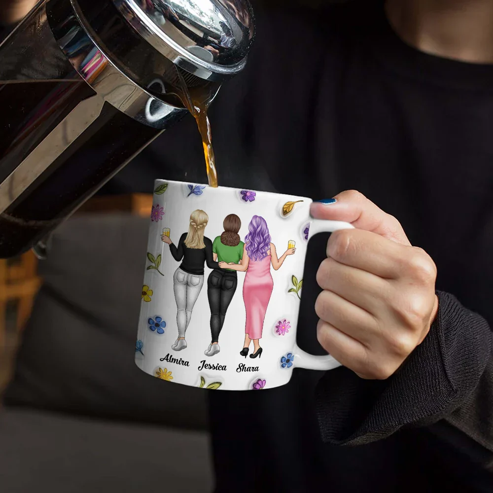 Sisters Will Always Be Connected By Heart - 3D Inflated Effect Printed Mug, Personalized White Edge-to-Edge Mug - Image 4