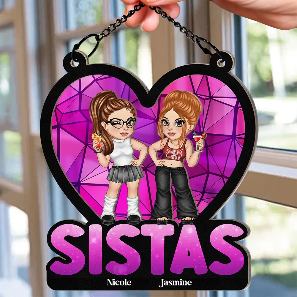 Sisters Y2K - Personalized Window Hanging Suncatcher Ornament - Image 2
