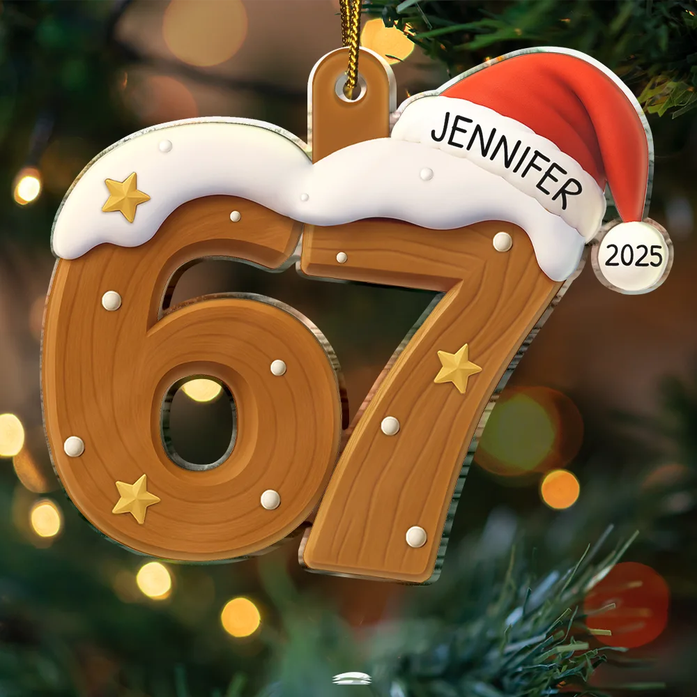Six Seven Funny Slang Christmas Decoration - Personalized Custom Shaped Acrylic Ornament - Image 4