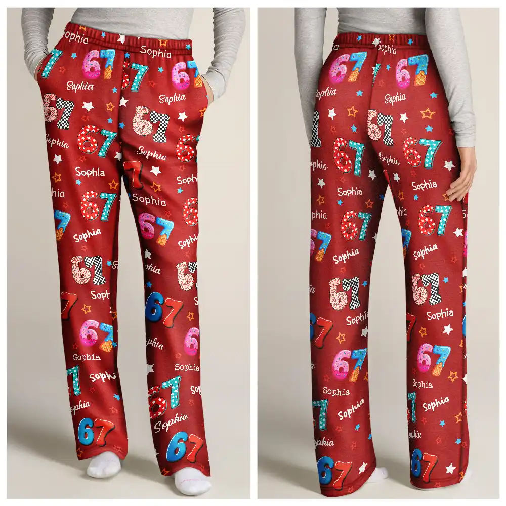 Six Seven Funny Slang - Personalized Pajama Pants - Image 3