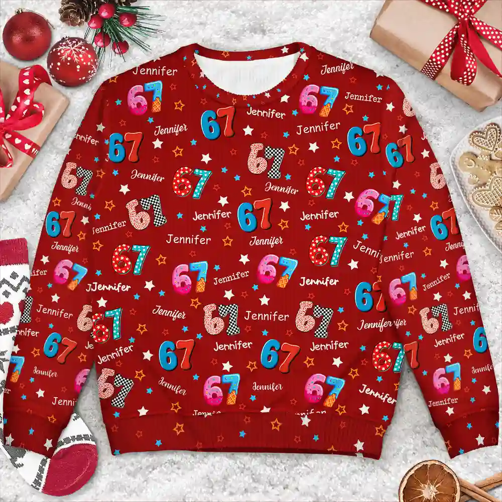 Six Seven Funny Slang - Personalized Unisex Ugly Sweater - Image 3