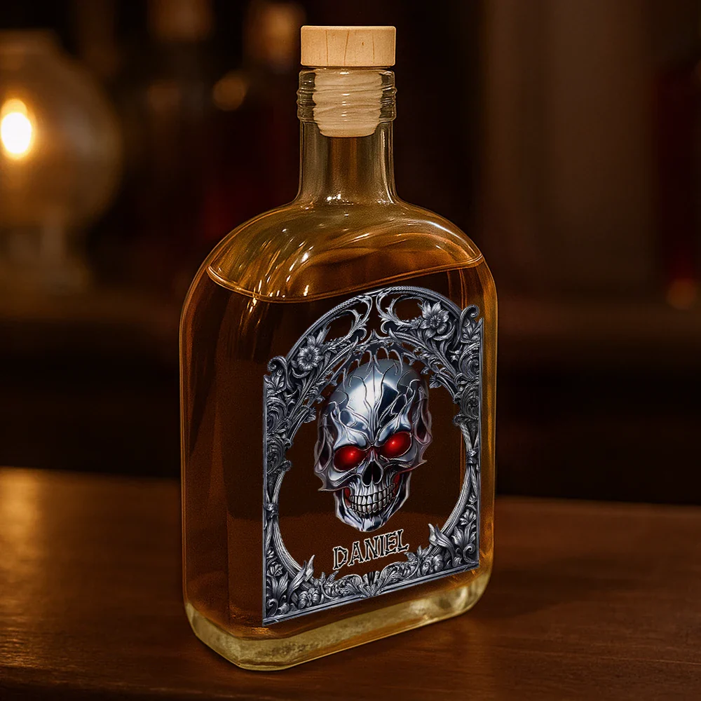 Skeleton Gothic Favorite Spirit Is Whiskey - Personalized Whiskey Bottle - Image 3