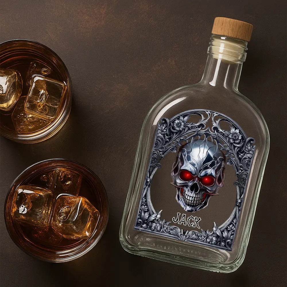 Skeleton Gothic Favorite Spirit Is Whiskey - Personalized Whiskey Bottle - Image 4