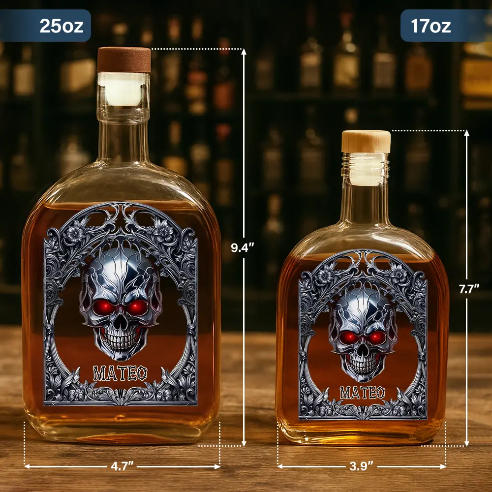 Skeleton Gothic Favorite Spirit Is Whiskey - Personalized Whiskey Bottle - Image 5
