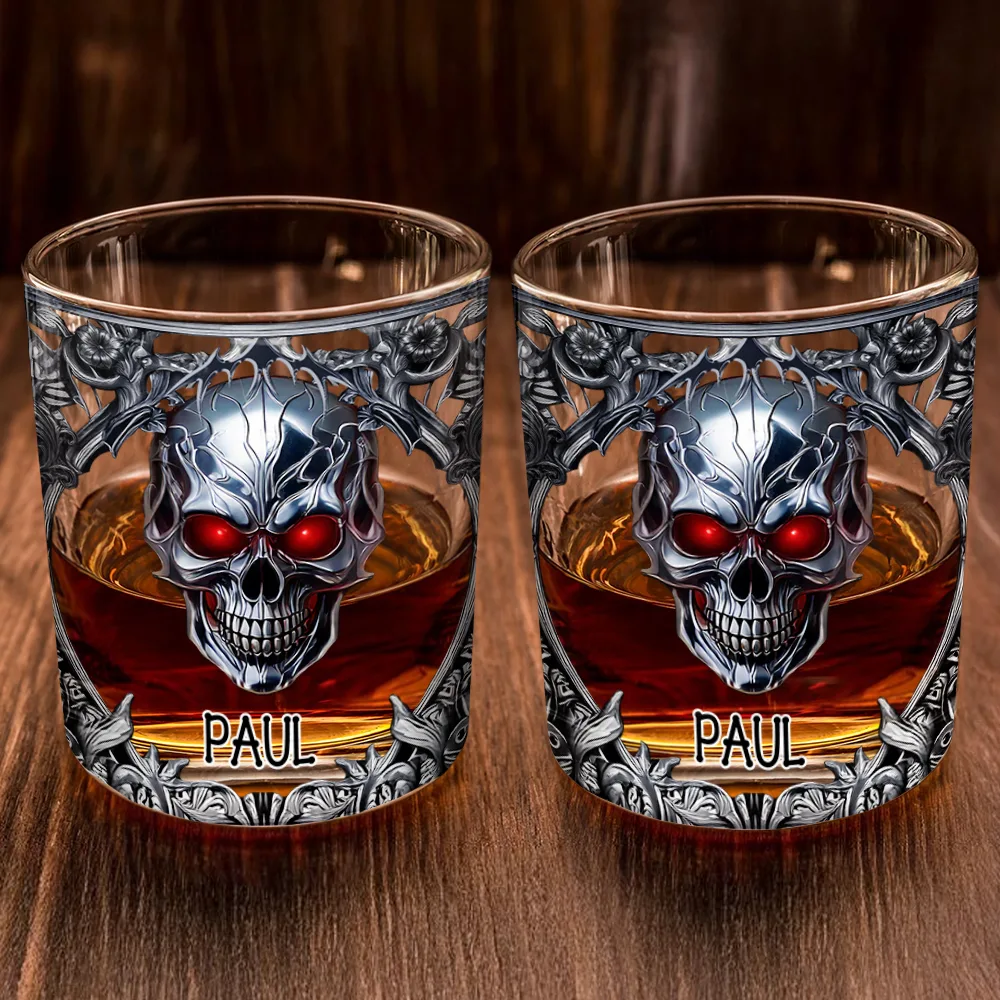 Skeleton Gothic Favorite Spirit Is Whiskey - Personalized Whiskey Glass - Image 2