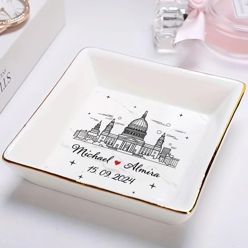 Skyline Couple Name - Personalized Ring Dish - Image 2