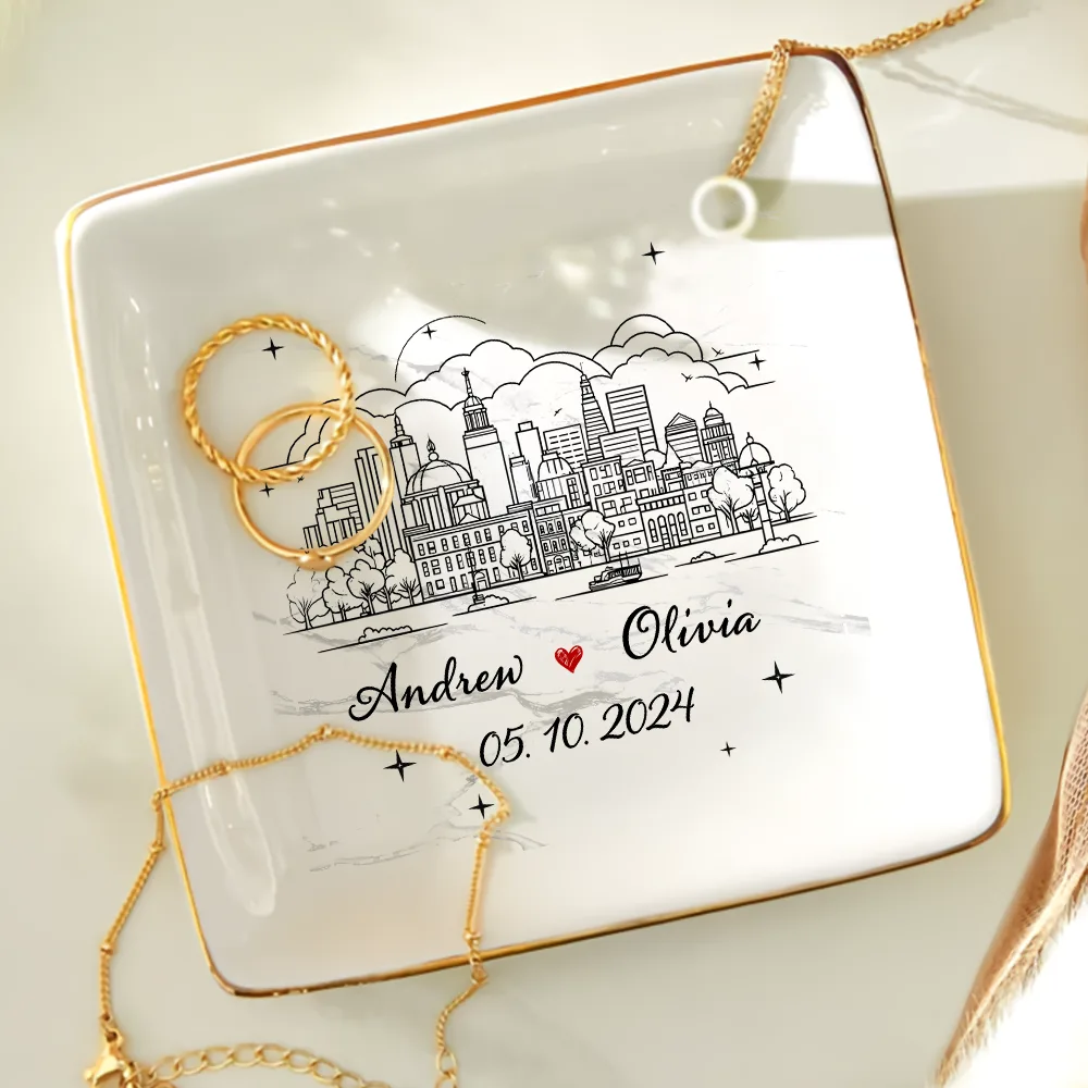 Skyline Couple Name - Personalized Ring Dish - Image 4