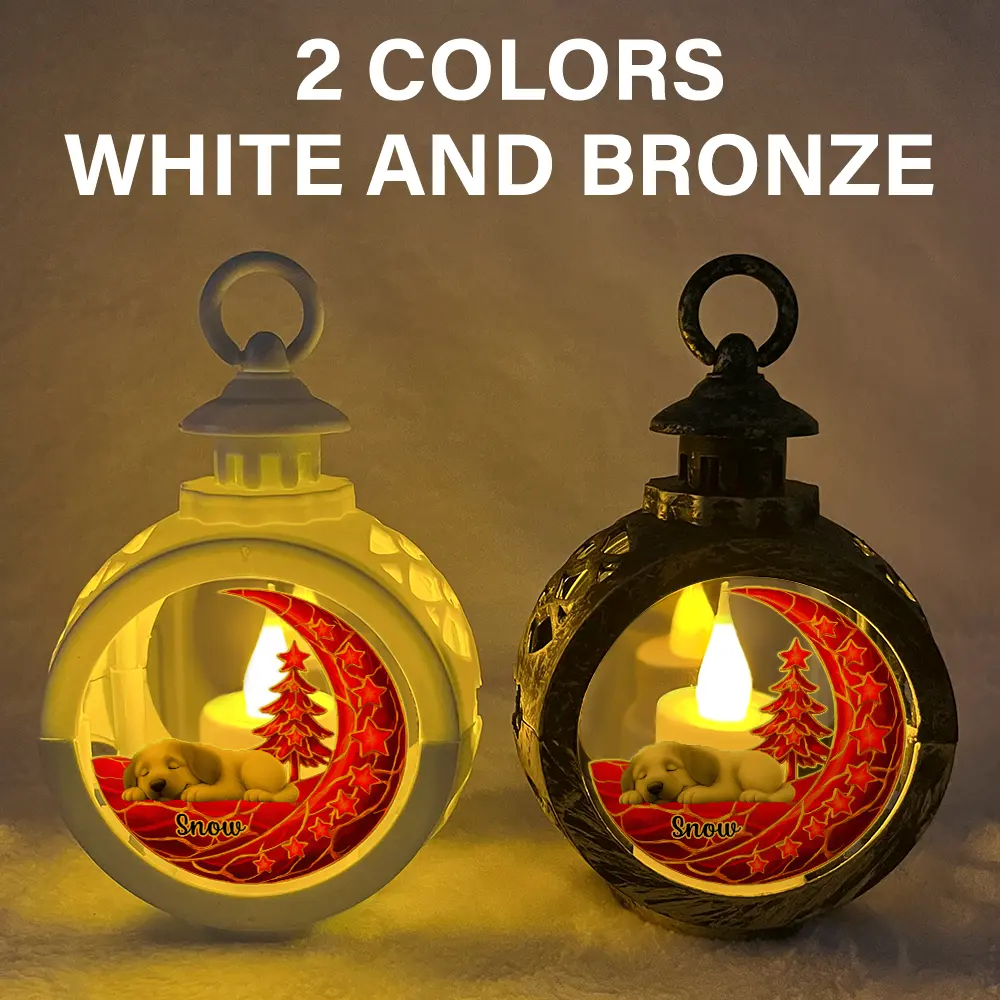 Sleeping Dog With Stars 3D Effect - Personalized Candlelight Lantern Ornament - Image 5