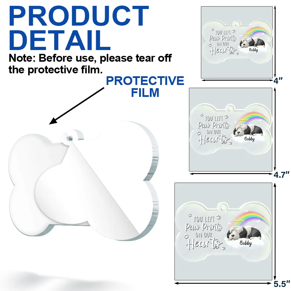 Sleeping Dog You Left Paw Prints On Our Hearts - Personalized Custom Shaped Acrylic Ornament - Image 6