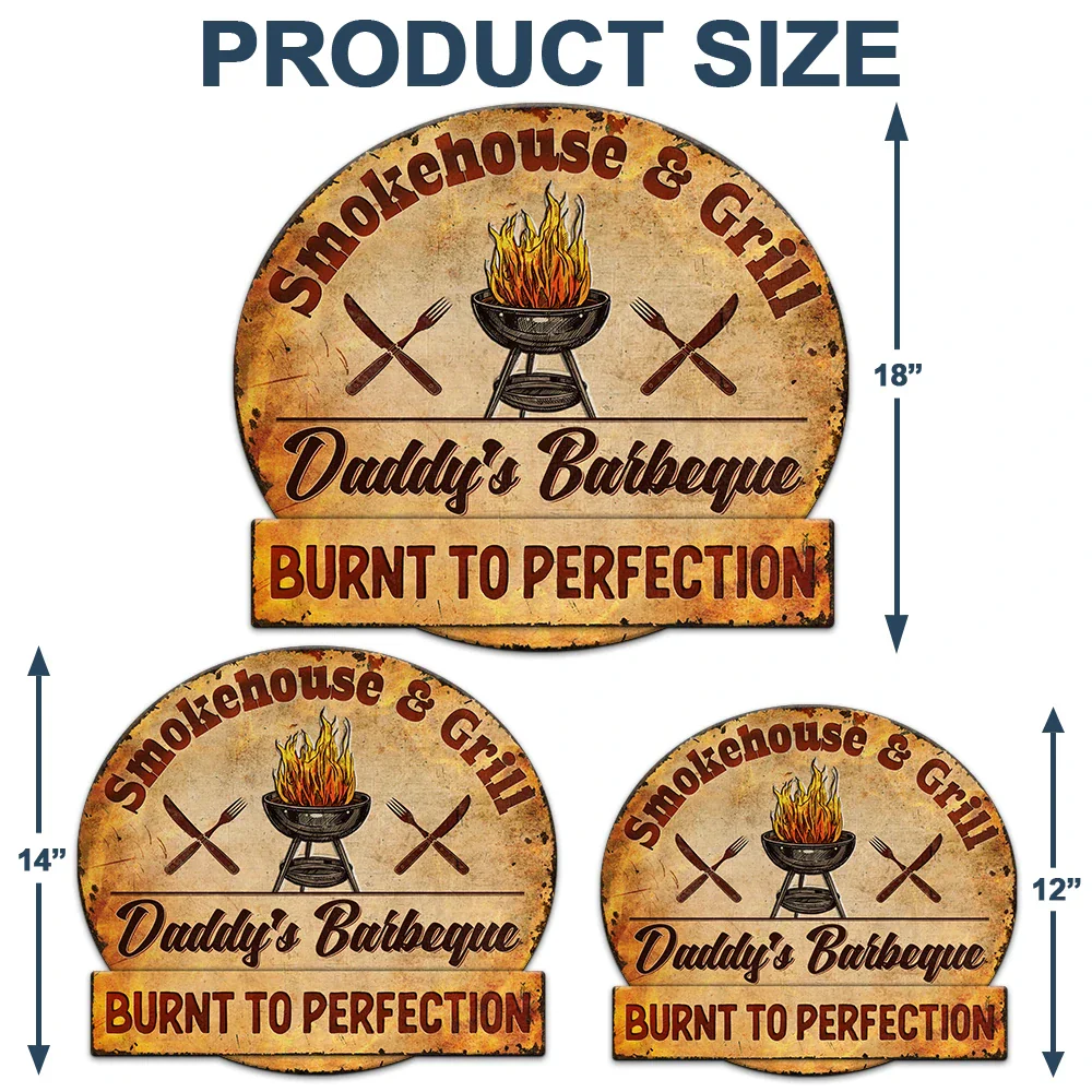 Smokehouse & Grill Dad's Barbeque - Personalized Custom Shaped Metal Sign - Image 4