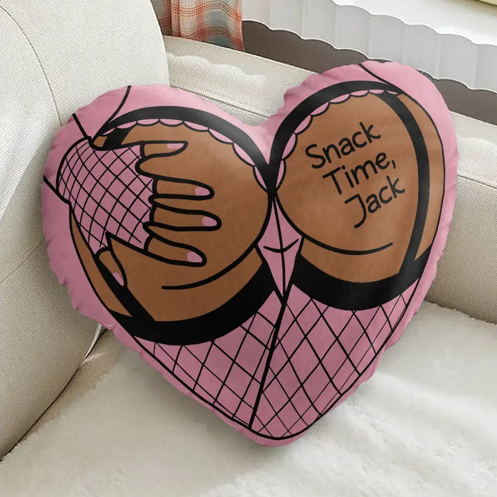 Snack Time Husband Hot Wife Spicy Couple - Personalized Heart Shaped Pillow - Image 2