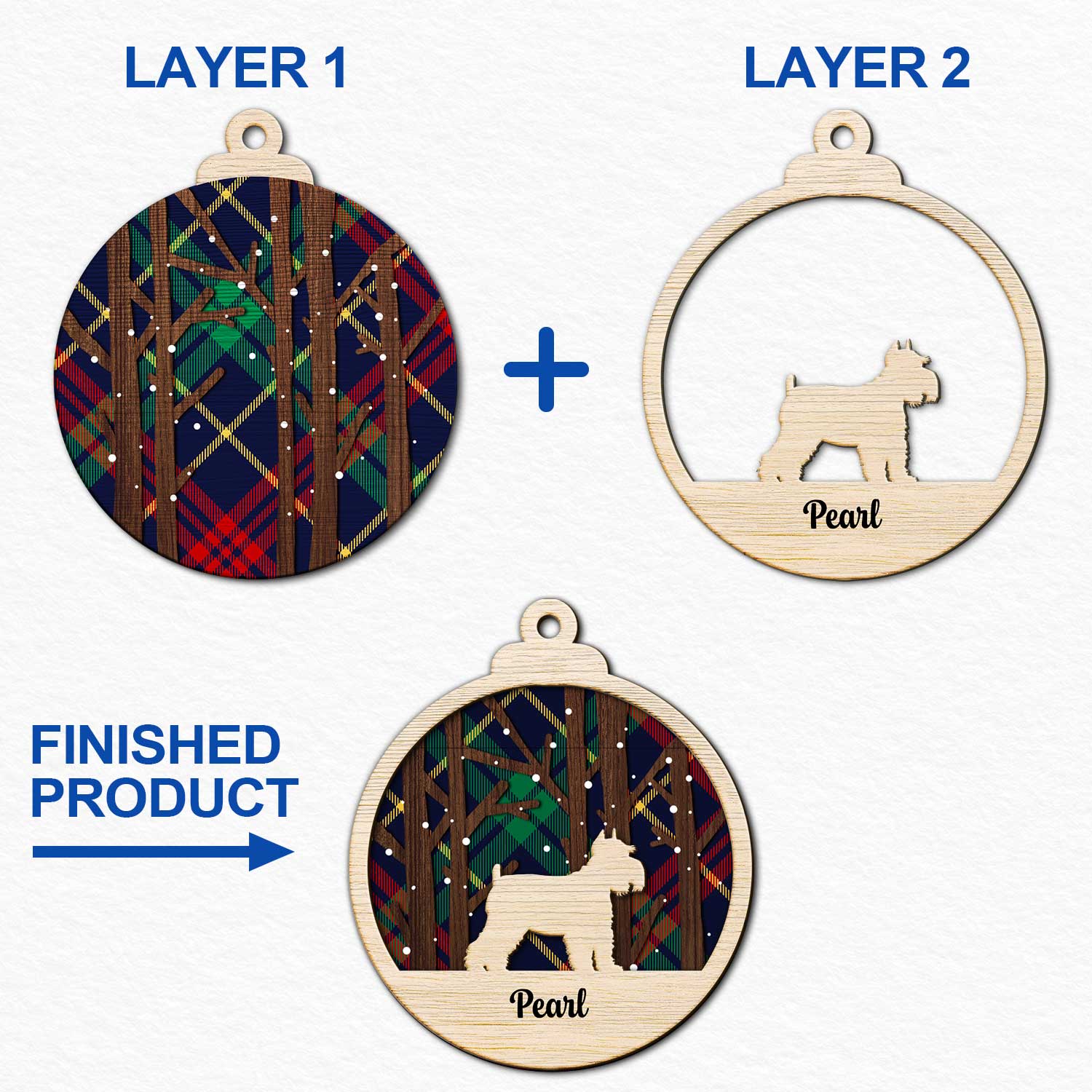 Snow Scene Plaid Wood Dog - Christmas Gift For Dog Lovers - Personalized 2-Layered Wooden Ornament - Image 6