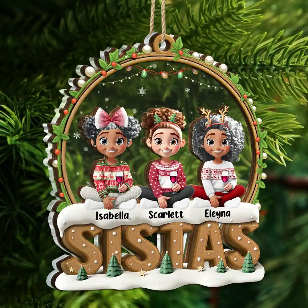Snowball Besties Friends Siblings Forever - Personalized 2-Layered Mix Ornament - Image 5