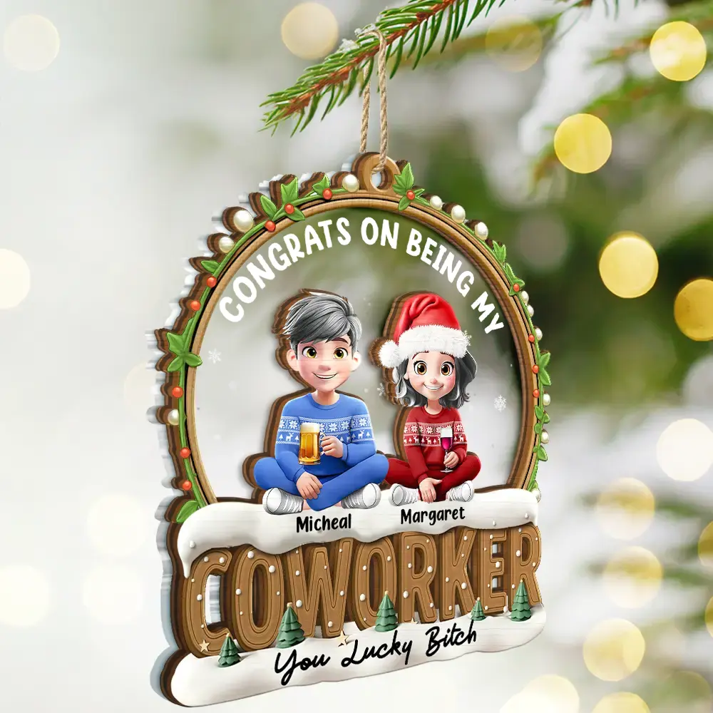 Snowball Congrats On Being My Besties Friends Siblings - Personalized 2-Layered Mix Ornament - Image 6
