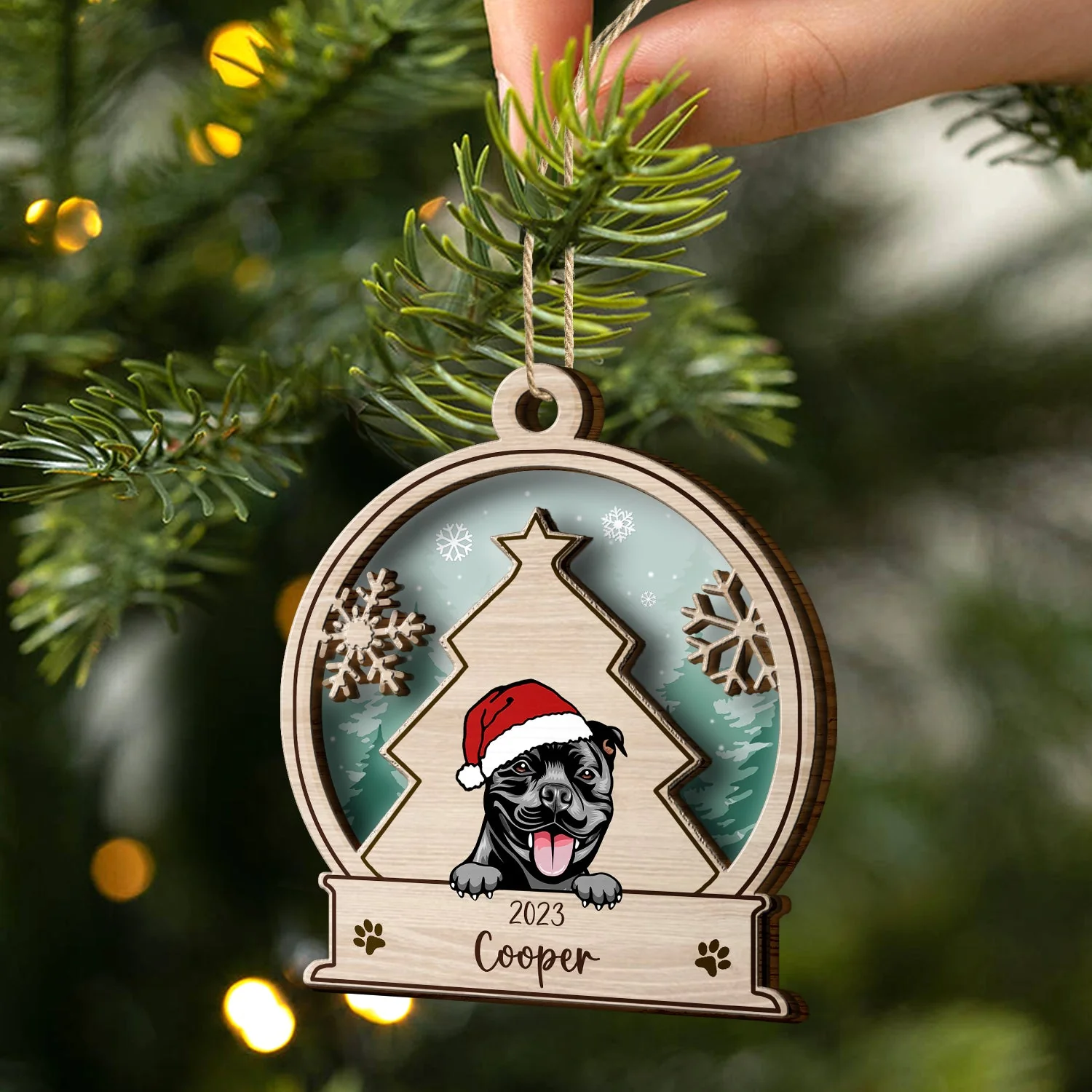 Snowball Dog - Christmas Gift, Dog Lovers - Personalized 2-Layered Wooden Ornament - Image 2