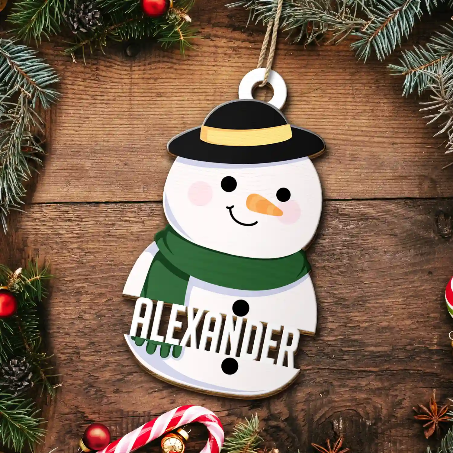 Snowman Character - Personalized Wooden Cutout Ornament - Image 5