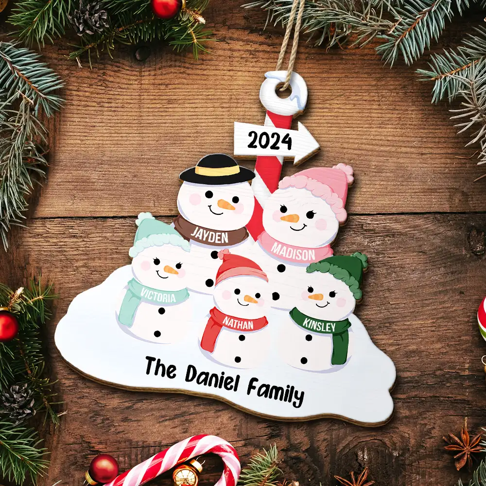 Snowman Family - Personalized Wooden Cutout Ornament - Image 5
