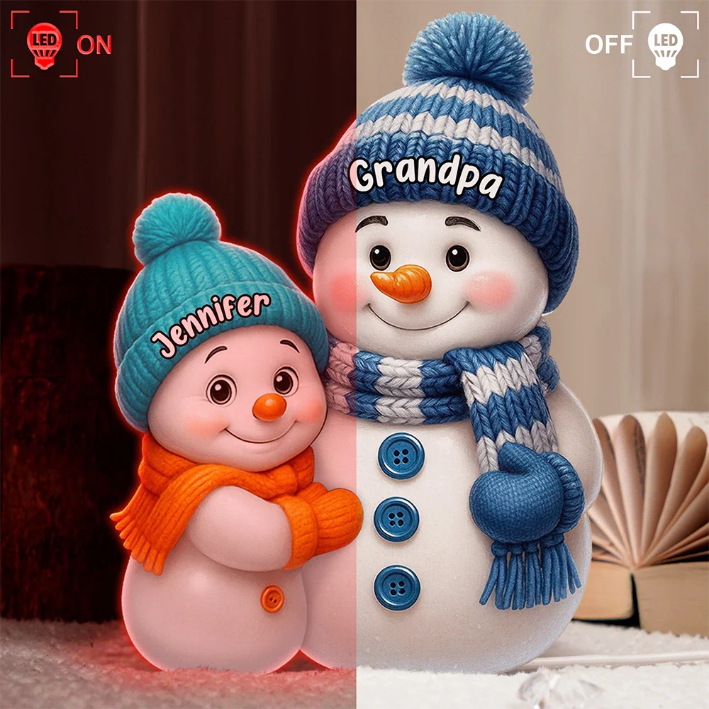 Snowman Grandma and Grandkids - Personalized Custom Shaped Light Box - Image 3