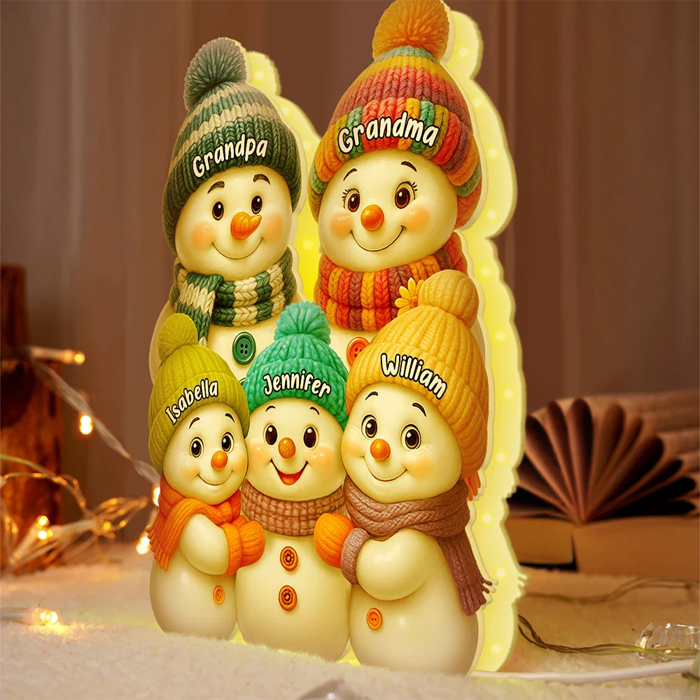 Snowman Grandma and Grandkids - Personalized Custom Shaped Light Box - Image 4