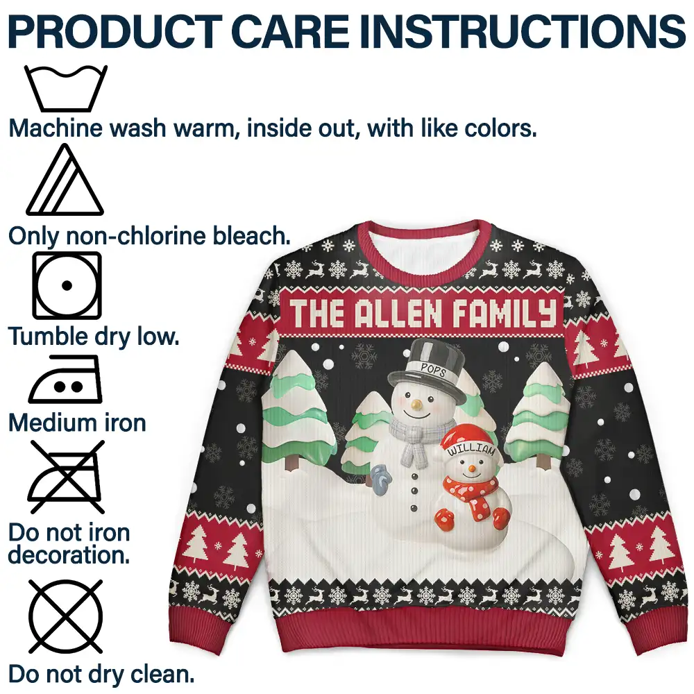 Snowman Grandparents Ceramic Effect - Personalized Unisex Ugly Sweater - Image 7