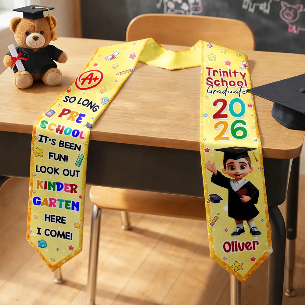 So Long Preschool Graduation - Personalized Kid Graduation Stole - Image 2