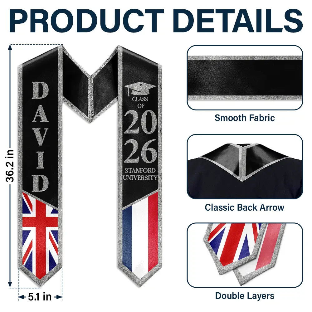 So Proud Of Two Flags Graduation - Personalized Stoles - Image 5