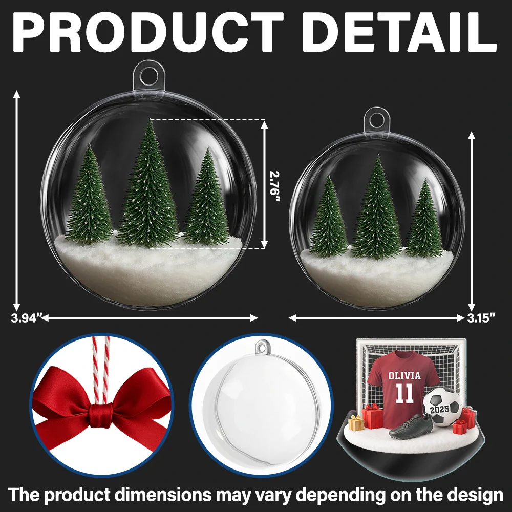 Soccer Player Uniform - Personalized 3D Acrylic Ball Ornament - Image 2