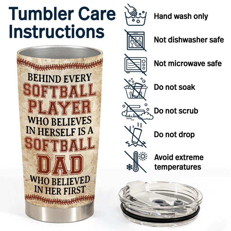 Softball Dad Behind Every Softball Player - Father Gift - Personalized Custom Tumbler - Image 5