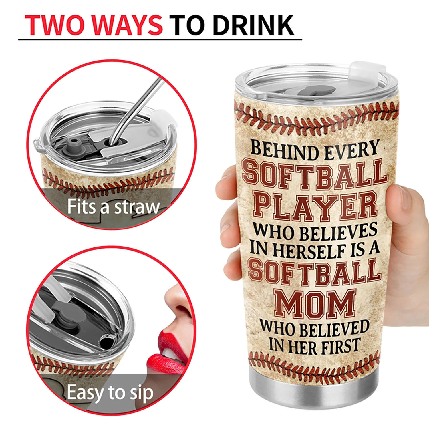 Softball Mom Behind Every Softball Player - Mother Gift - Personalized Custom Tumbler - Image 5