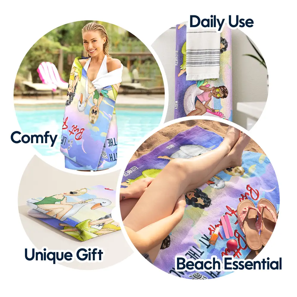 Some Girls Are Just Born With The Beach In Their Souls - Personalized Beach Towel - Image 5