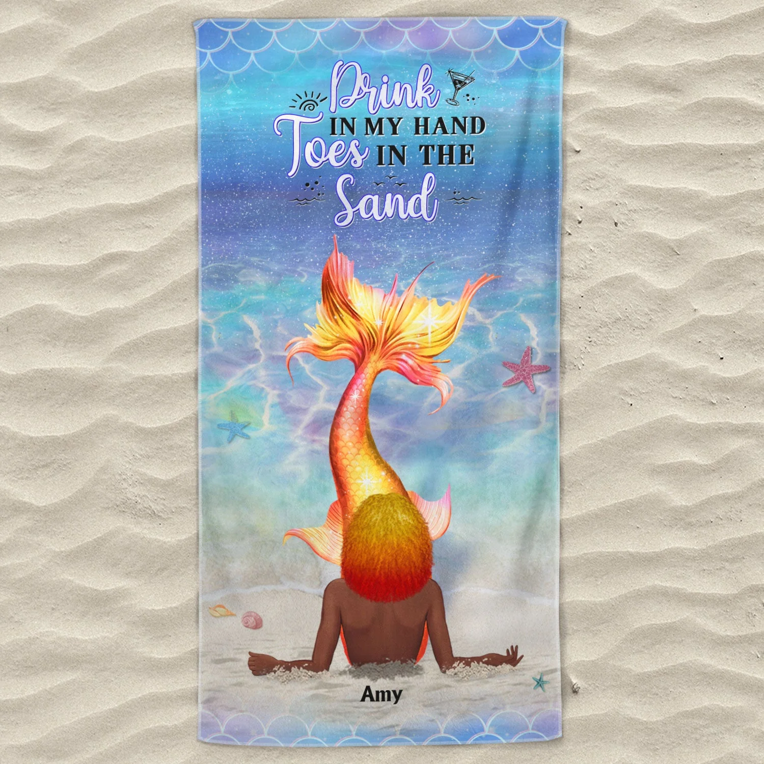 Some Girls Are Just Born With The Ocean In Their Souls - Birthday Gift For BFF, Besties, Beach, Mermaid Lovers - Personalized Custom Beach Towel - Image 3
