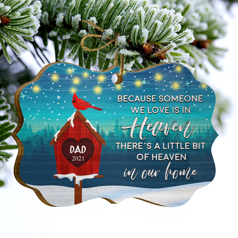 Someone We Love Is In Heaven - Christmas Memorial Gift - Personalized Custom Wooden Ornament - Image 3