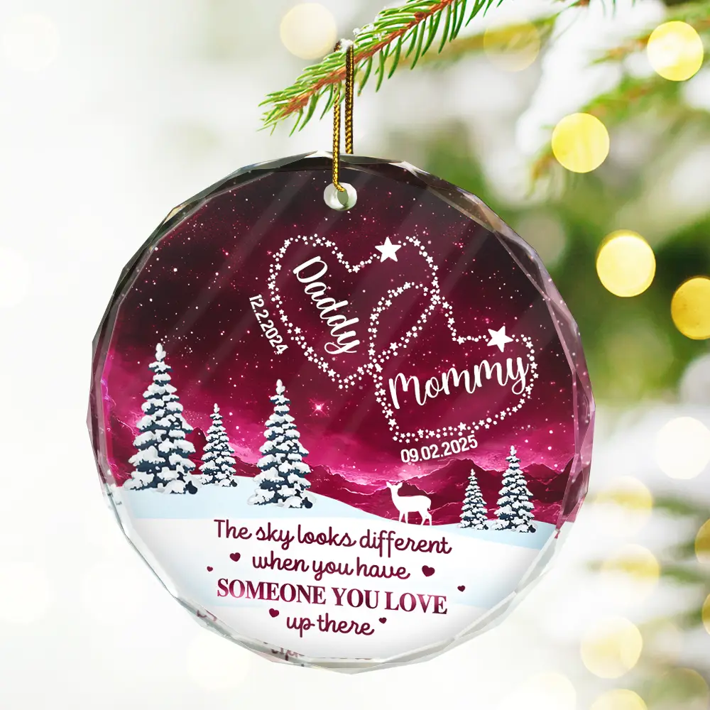 Someone You Love Up There - Personalized Circle Glass Ornament - Image 2