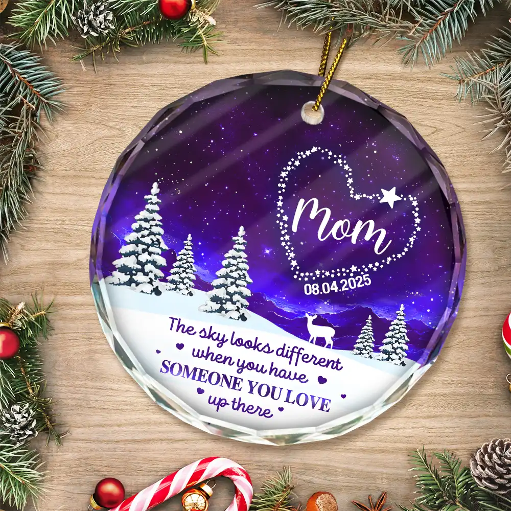 Someone You Love Up There - Personalized Circle Glass Ornament - Image 3