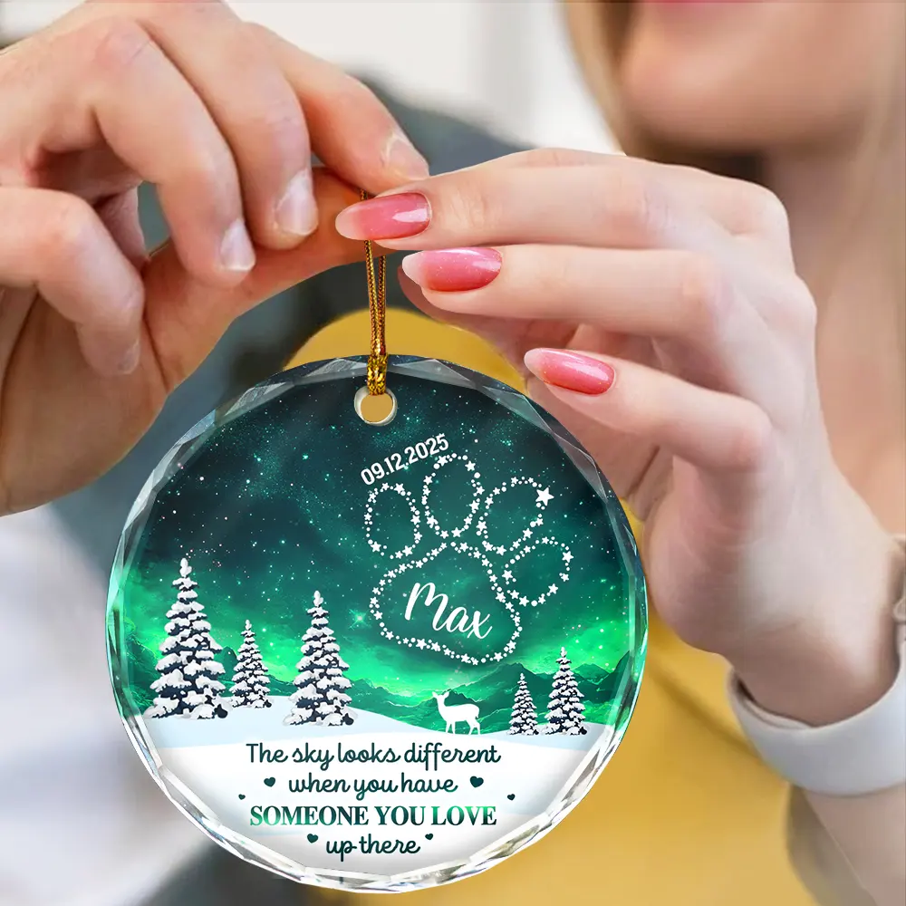 Someone You Love Up There - Personalized Circle Glass Ornament - Image 4