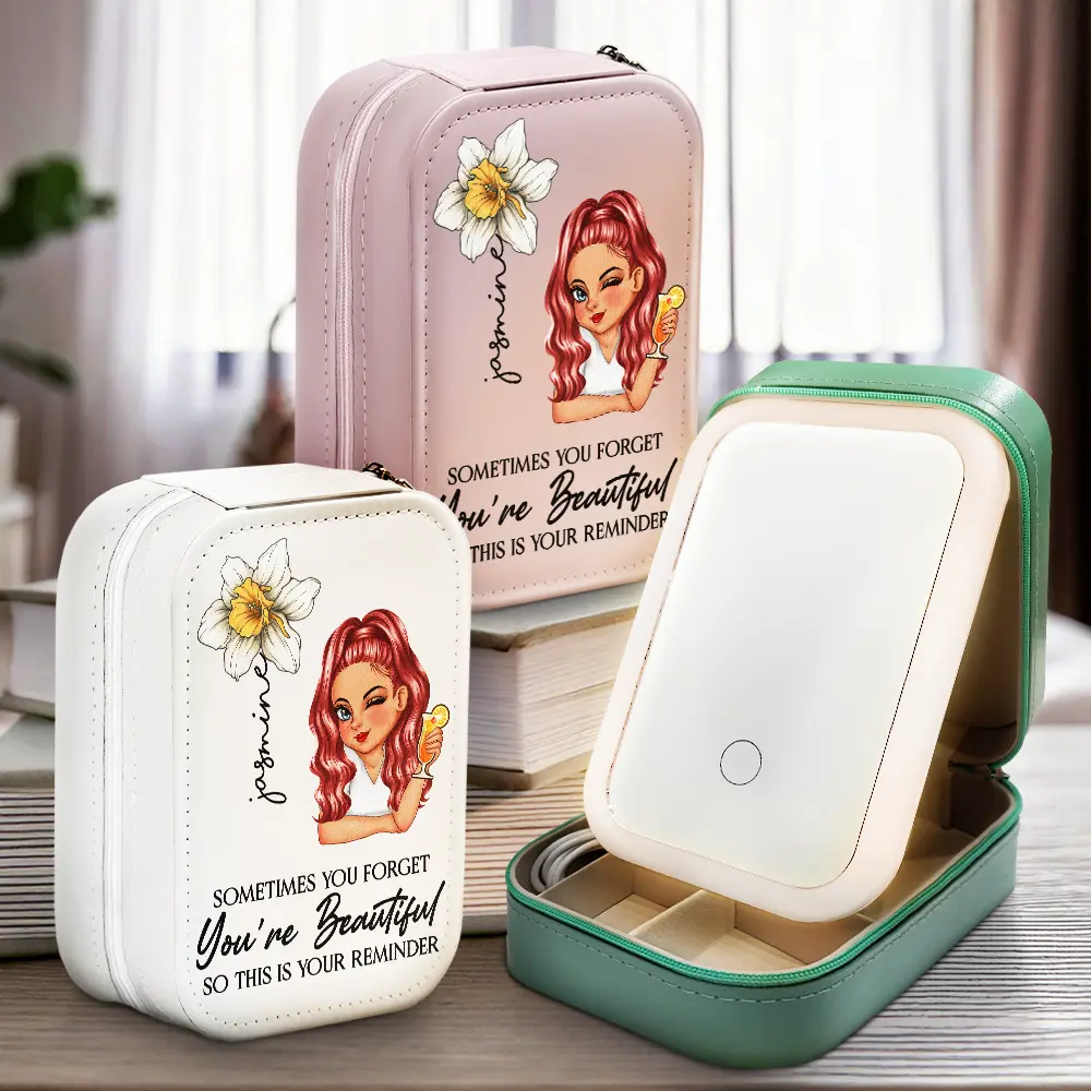 Sometime You Forget You're Beautiful - Personalized Makeup Box With LED Mirror - Image 2