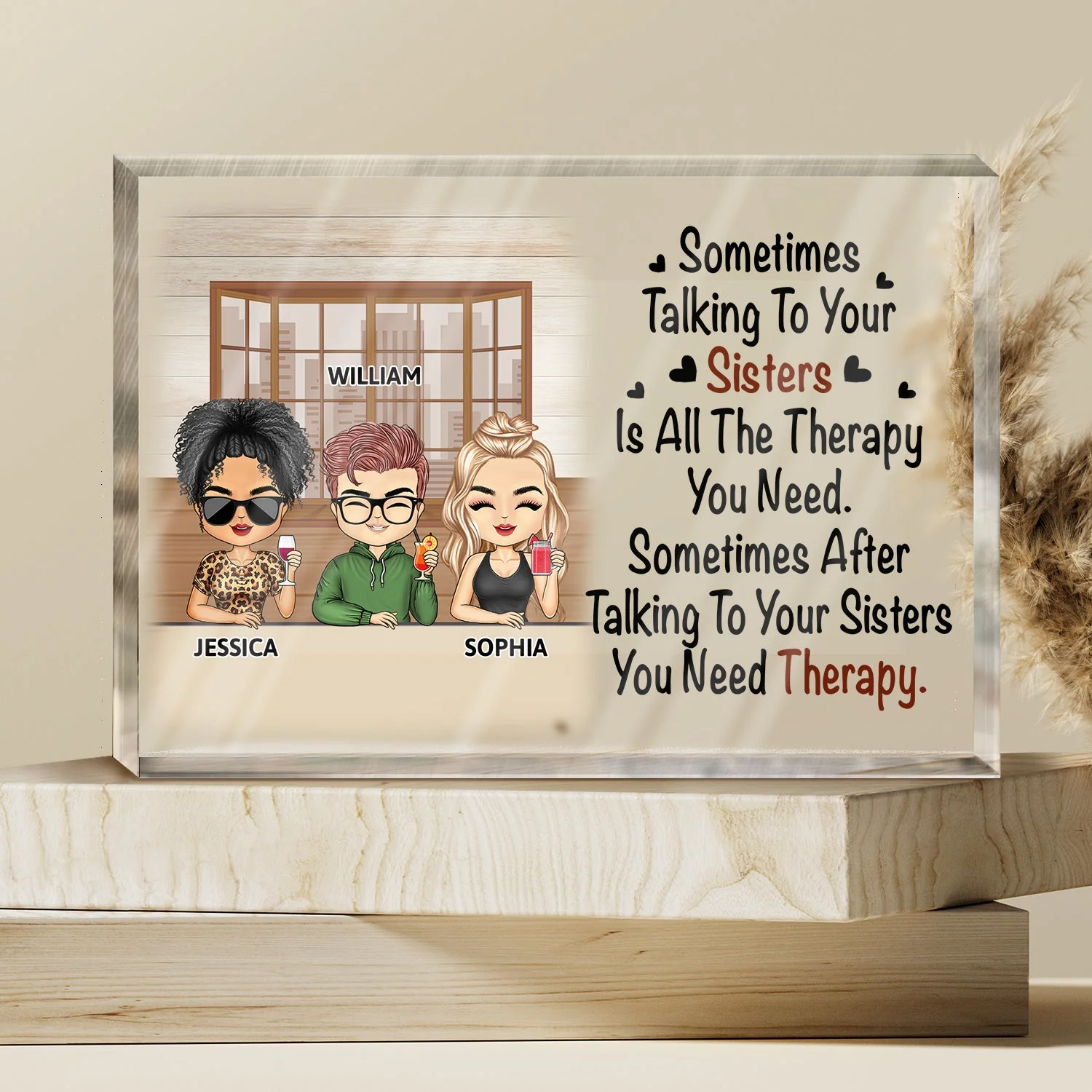 Sometimes Talking To Your Sister - Funny, Home Decor, Birthday Gifts For Sisters, Brothers, Family, Siblings - Personalized Custom Rectangle Shaped Acrylic Plaque - Image 3