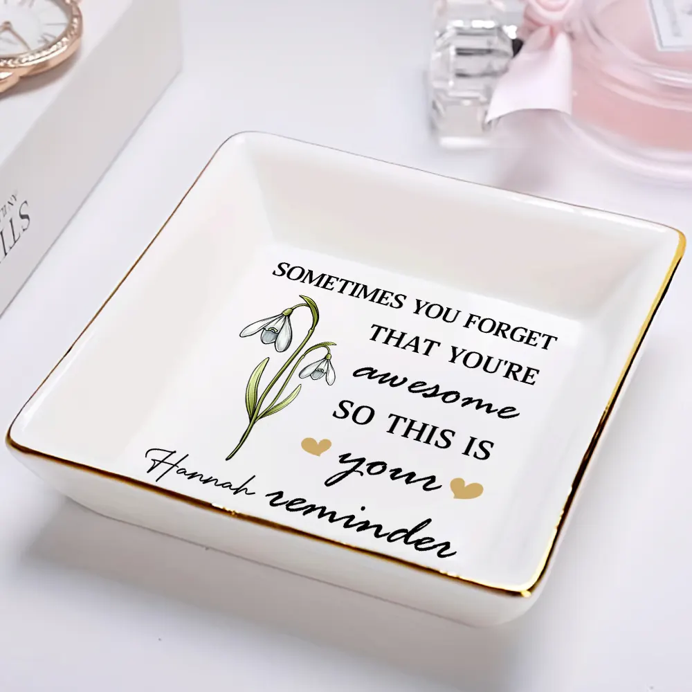 Sometimes You Forget That You're Awesome Birth Flowers Besties - Personalized Ring Dish - Image 2