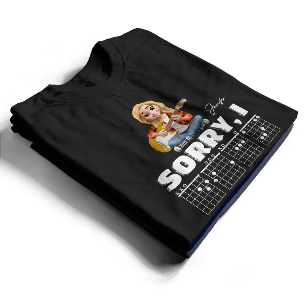 Sorry I D G A F Chord 3D Effect Fun Guitar Player - Personalized T Shirt - Image 2