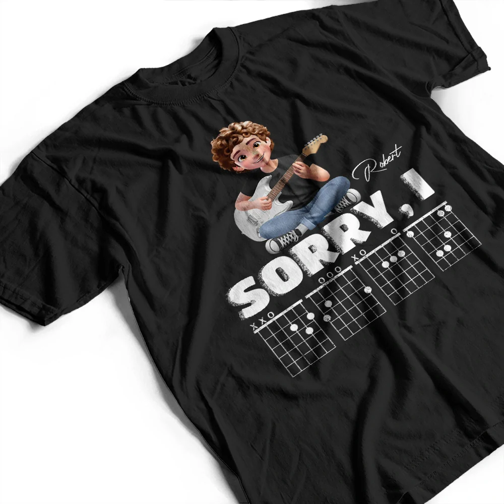 Sorry I D G A F Chord 3D Effect Fun Guitar Player - Personalized T Shirt - Image 3